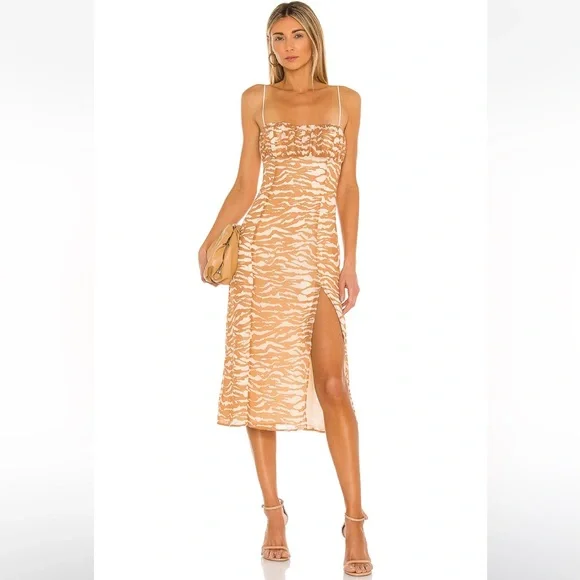 Camila Coelho Dresses | Revolve Camila Coelho Bailee Midi Dress - Brown Zebra - S | Color: Cream/Orange | Size: S | Pm-72751763's Closet